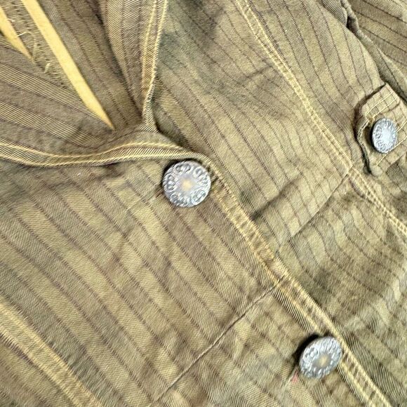 VTG Mrs. Pepper Coat Women Medium Green Button up Striped Herringbone 3/4 Sleeve - Picture 3 of 12